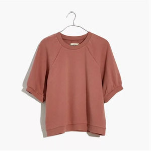 Madewell Puff Sleeve Sweatshirt Tee EUC Mauve Blush Pink